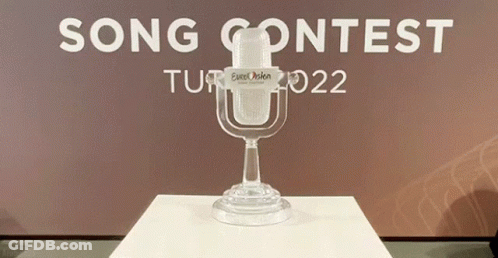 A Trophy For The Eurovision Song Contest Is On Display GIF