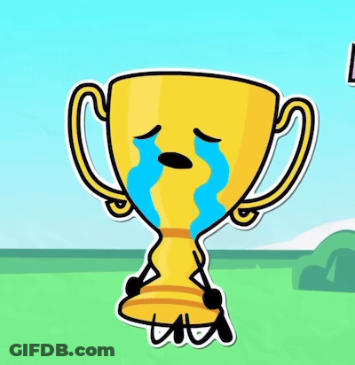 A Trophy Is Crying With Tears Coming Out Of It 'S Eyes . GIF