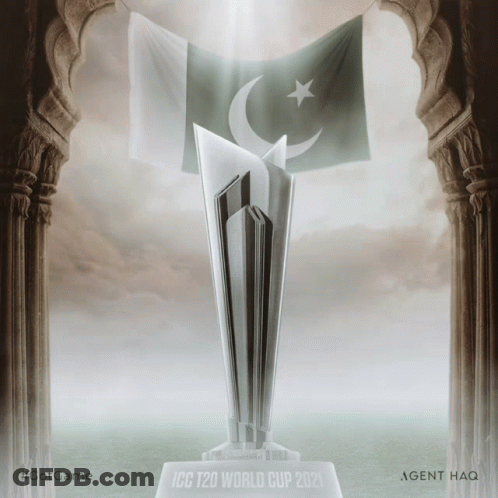 A Trophy That Says Icc T20 World Cup 2021 On It GIF