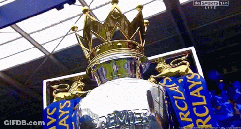 A Trophy With A Crown On Top Of It And The Words Sky Sports 1 Hd On The Bottom GIF