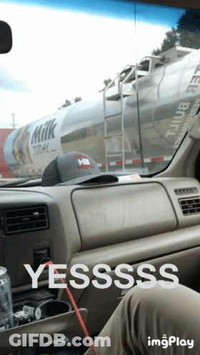 A Truck That Says Milk Today On The Side Of It GIF