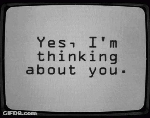 A Tv Screen Displays The Words Yes I 'M Thinking About You GIF