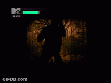 A Tv Screen Shows A Silhouette Of A Person In A Forest And Says Vma 2013 Agora At The Top GIF