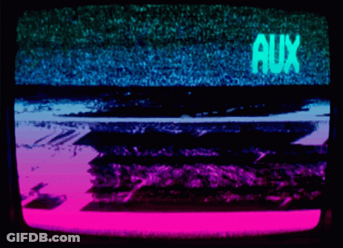 A Tv Screen With The Word Aux Written On It GIF