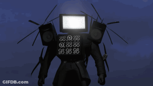 TV Surrounded By Speakers And Wires GIF