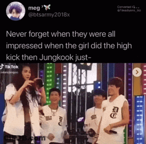 A Tweet From Meg @ Btsarmy2018x Shows A Group Of People Standing In Front Of A Microphone . GIF