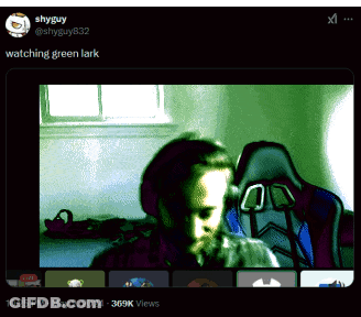 A Tweet From Shyguy Shows A Green Lark GIF