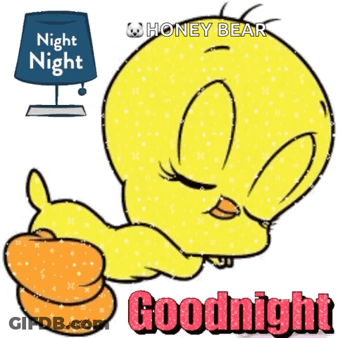 A Tweety Bird Says Goodnight With A Night Night Lamp In The Background GIF