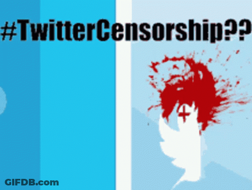 A Twitter Censorship Poster With A Bird With Blood Coming Out Of It GIF