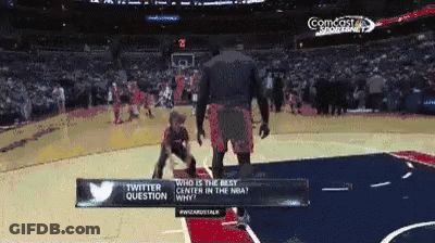 A Twitter Question Is Being Asked At A Basketball Game Sponsored By Comcast GIF