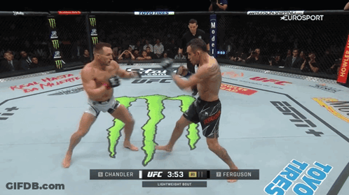 A Ufc Fight Between Chandler And Ferguson Is Being Broadcasted On Eurosport GIF