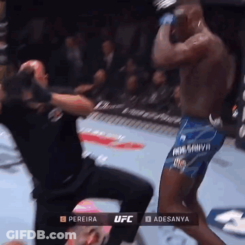 A Ufc Fight Between Pereira And Adesanya Takes Place In A Boxing Ring GIF