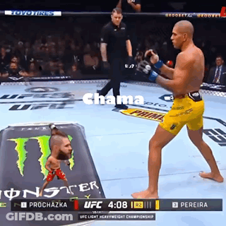 A Ufc Fight Between Prochazka And Pereira Is Being Shown On Tv GIF