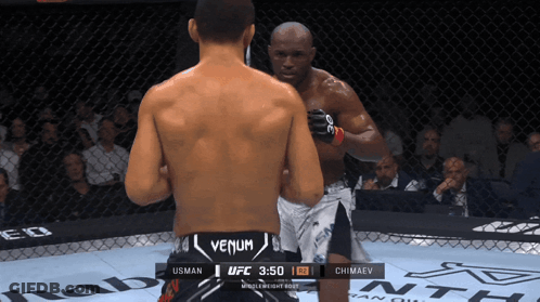 A Ufc Fight Between Usman And Chimaev With 3:50 Left In The Round GIF