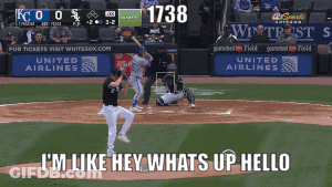 A United Airlines Ad Is Behind A Baseball Player GIF
