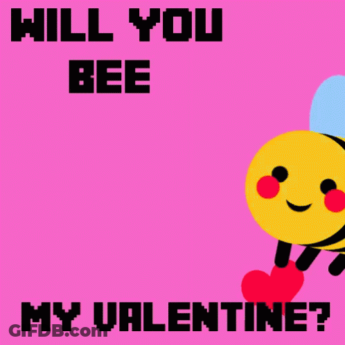Valentine's Day Card Bee Holding Heart Will You Bee My Valentine GIF