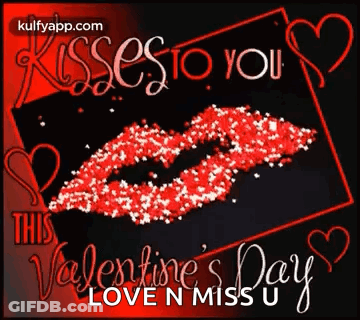 A Valentine 'S Day Greeting Card With A Kiss On It . GIF