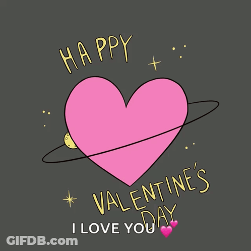 A Valentine 'S Day Greeting Card With A Pink Heart And The Words " Happy Valentine 'S Day I Love You " GIF