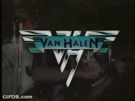A Van Halen Logo Is Displayed On A Black And White Background GIF