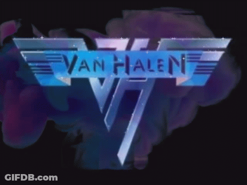A Van Halen Logo Surrounded By Purple Smoke GIF