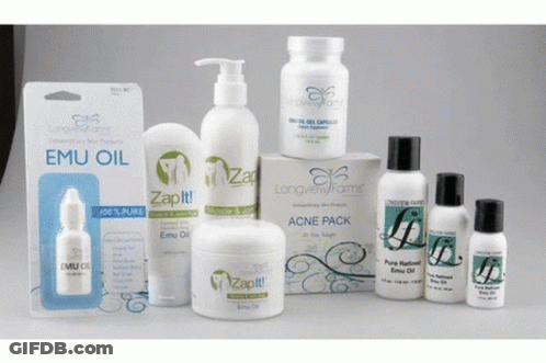 A Variety Of Longview Farms Products Are Displayed On A Table GIF