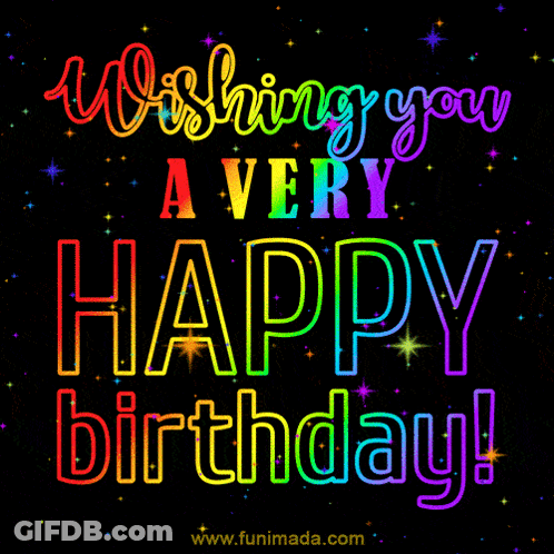 Happy Birthday Card With Rainbow Colors GIF