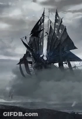 A Very Large Ship Is Floating In The Clouds GIF