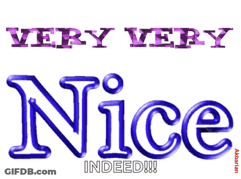 A Very Very Nice Indeed Sign With Purple Letters GIF