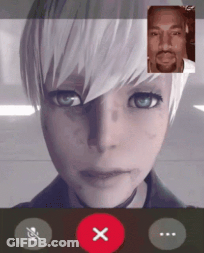 A Video Call Between A Woman And A Man With A Red X In The Corner GIF
