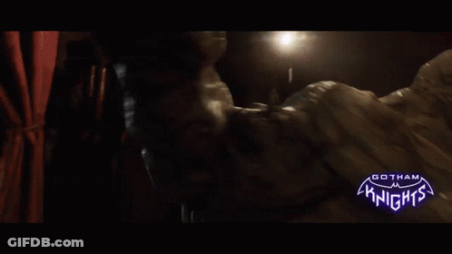 A Video Game Advertisement For Gotham Knights Shows A Monster GIF