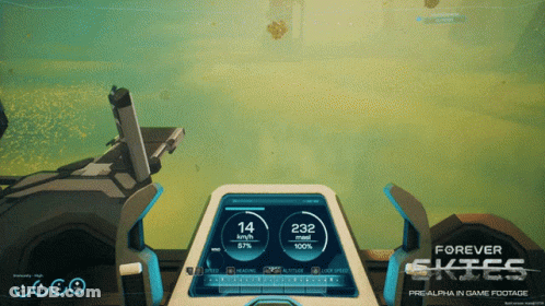 A Video Game Called Forever Skies Shows A Dashboard GIF
