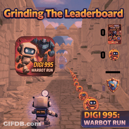 A Video Game Called Grinding The Leaderboard With A Robot Running GIF