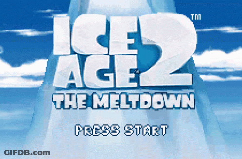 A Video Game Called Ice Age 2 The Meltdown Has A Blue Sky In The Background GIF