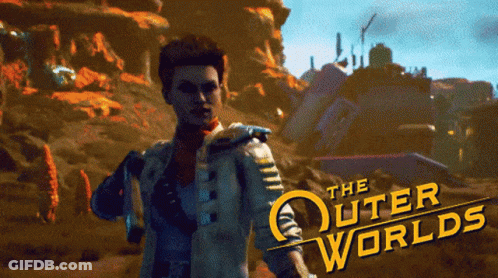 A Video Game Called The Outer Worlds With A Woman In The Foreground GIF