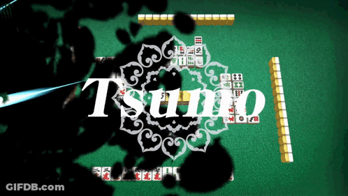A Video Game Called Tsumo Is Being Played On A Green Table GIF