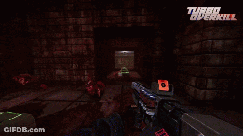 A Video Game Called Turbo Overkill Is Displayed GIF