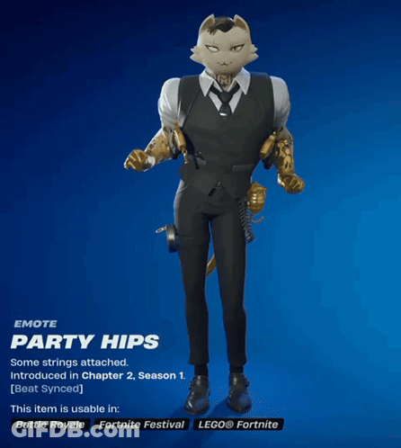 A Video Game Character Called Party Hips With A Cat Head GIF