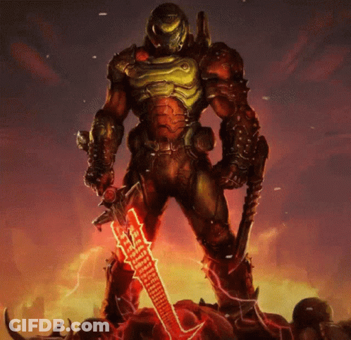 A Video Game Character Holding A Sword With A Red Lightning Bolt Coming Out Of It GIF