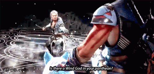 A Video Game Character Is Asking If There Is A Wind God In His Pantheon GIF