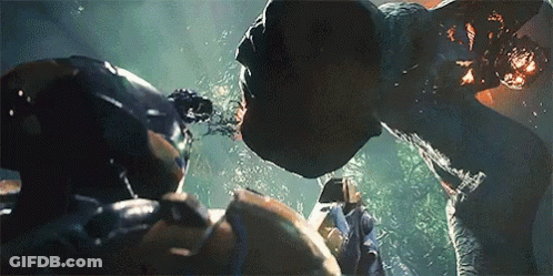 A Video Game Character Is Being Attacked By A Large Monster GIF