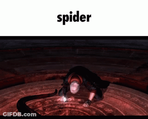 A Video Game Character Is Crawling In A Circle And The Word Spider Is Above Him GIF