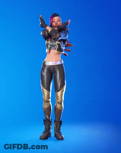 A Video Game Character Is Dancing With Her Arms Outstretched GIF