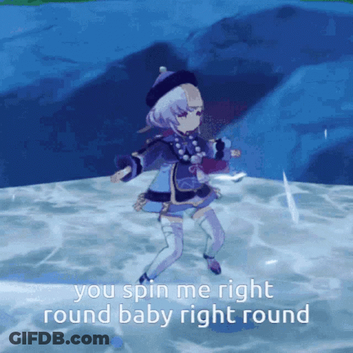 A Video Game Character Is Dancing With The Words You Spin Me Right Round Baby Right Round GIF