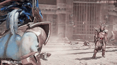A Video Game Character Is Fighting Another Character In A Video Game GIF
