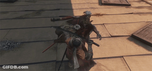 A Video Game Character Is Fighting Another Character With A Bow And Arrow GIF