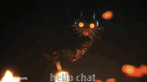 A Video Game Character Is Flying Through The Air With The Words Hello Chat Above It GIF
