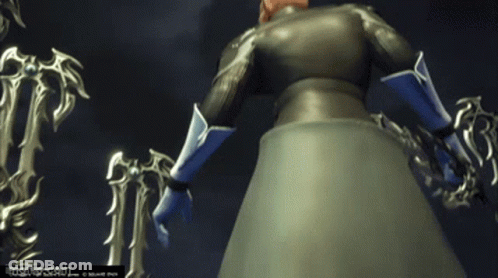 A Video Game Character Is Holding A Book And A Sword With A Watermark That Says Mother.com GIF