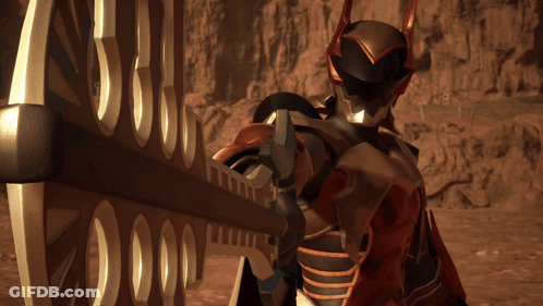 A Video Game Character Is Holding A Large Sword With The Number 2000 Written On It GIF