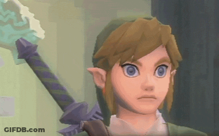 A Video Game Character Is Holding A Sword And Has A Serious Look On His Face GIF
