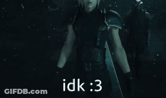 A Video Game Character Is Holding A Sword And Says Idk : 3 GIF